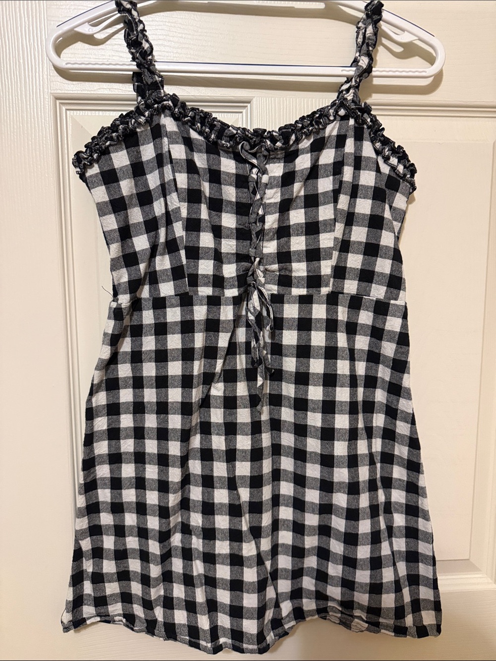 Black & White Gingham Tie-Front Sundress